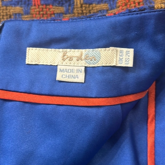 Boden A-Line Skirt Womens Wool Tweed Boucle Houndstooth Blue Red US 2R - Picture 5 of 10